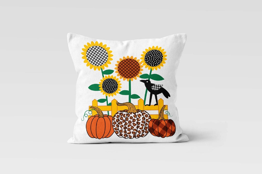 Fall Trend Pillow Cover|Autumn Cushion Case|Orange Pumpkin Checkered Throw Pillow|Thanksgiving Fall Home Decor|Housewarming Sunflower Pillow