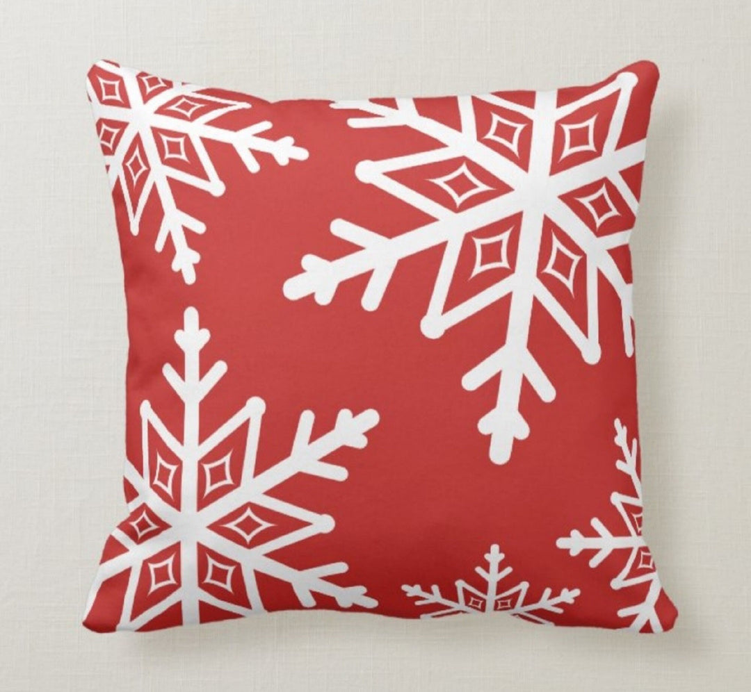 Christmas Pillow Cover|Christmas Cushion Case|Decorative Winter Pillowcase|Red Xmas Home Decor|Xmas Gift Ideas|Snowflake Pillow Cover