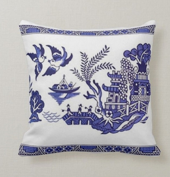 Far East Pillow Case|Navy Marine Pillow Cover|Decorative Nautical Cushions|Marine Throw Pillow|Navy Blue and White Home Decor|Nautical Decor