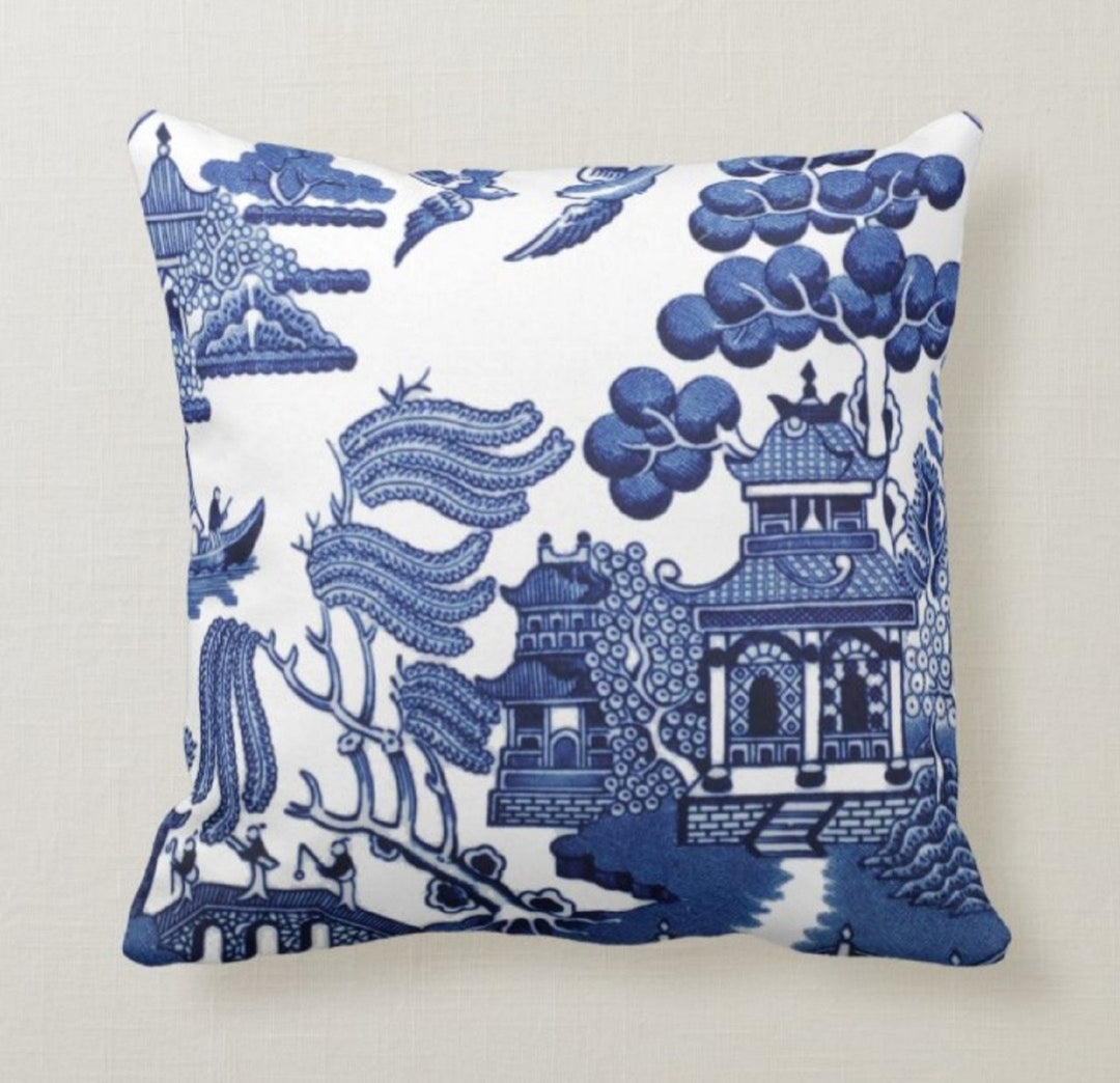 Far East Pillow Case|Navy Marine Pillow Cover|Decorative Nautical Cushions|Marine Throw Pillow|Navy Blue and White Home Decor|Nautical Decor