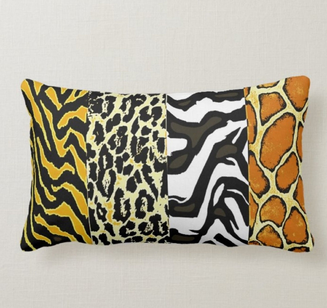 Animals Pillow Cover|Giraffe Zebra Leopard Skin Print Pillow Case|Decorative Lumbar Pillow|Housewarming Cushion Case|Lumbar Cushion Cover