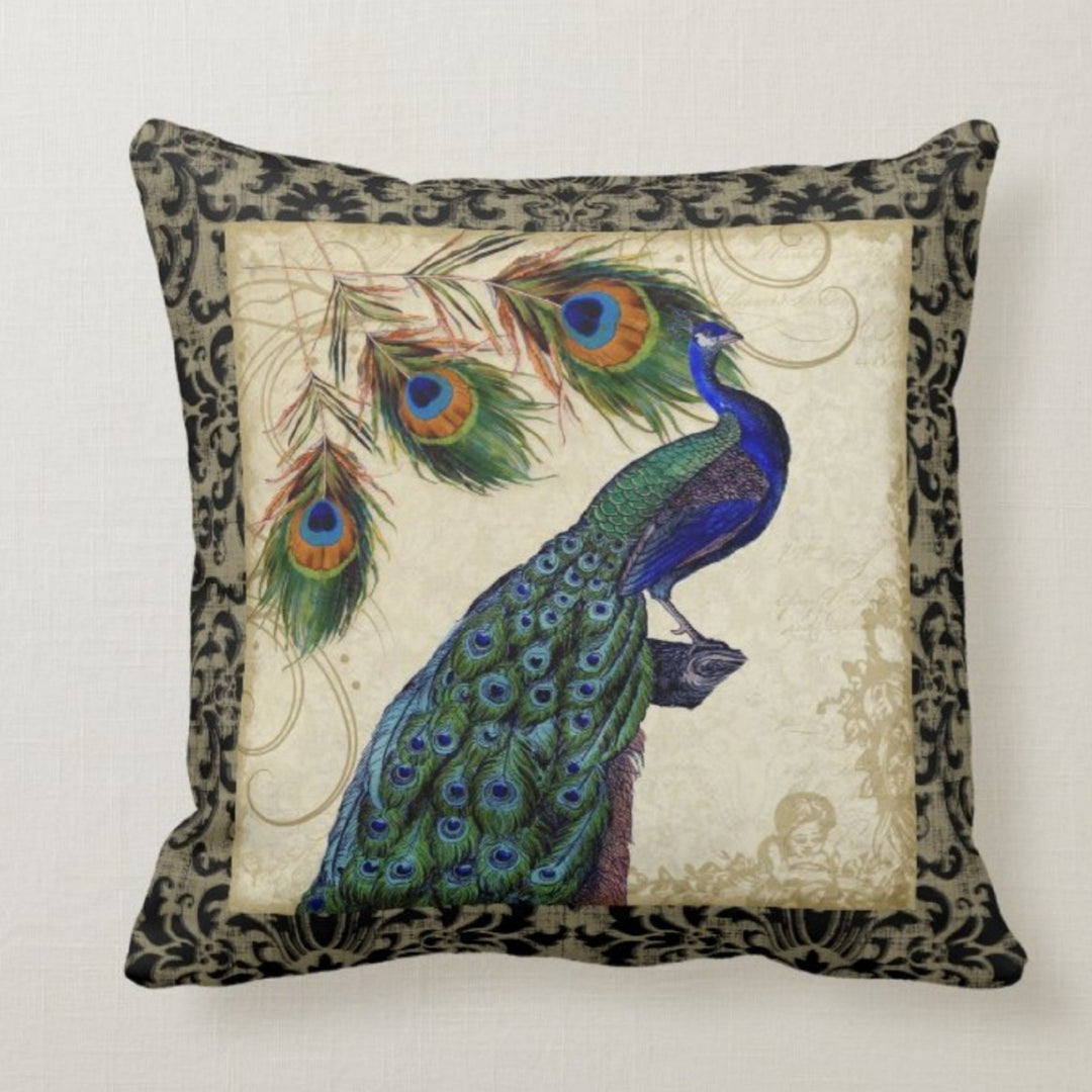 Decorative Peacock Pillow Case|Cushion Cover|Animal Print Home Decor|Gift Ideas|Housewarming Gift for Friend|Peacock Feather Throw Pillow