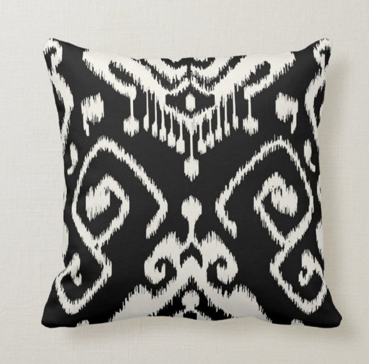 Ikat Pillow Cover|Decorative Aztec Pillow Cover|Musical Note Cushion Case|Bedding Home Decor|Housewarming Gray, Black and Red Pillow Case