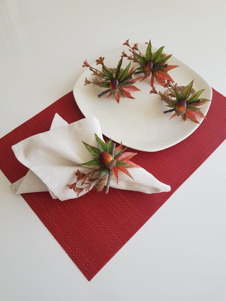 Acorn Napkin Rings|Fall Trend Napkin Ring|Acorn with Maple Leaves|Autumn Napkin Ring|Fall Decor|Farmhouse Tablecenterpiece|Rustic Tablescape