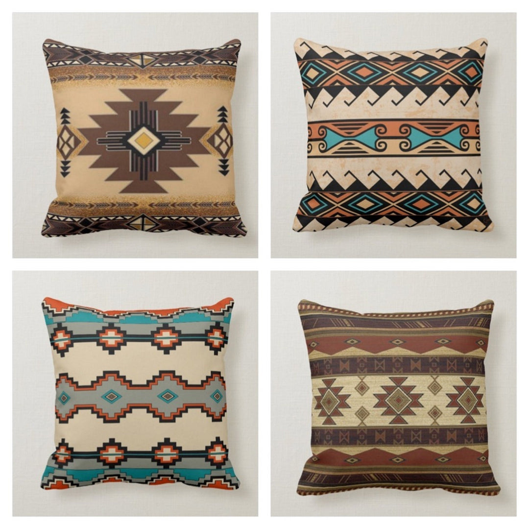 Rug Design Pillow Cover|Southwestern Cushion Case|Brick Color Pillow Case|Aztec Print Ethnic Home Decor|Terracotta Tribal Geometric Pillow