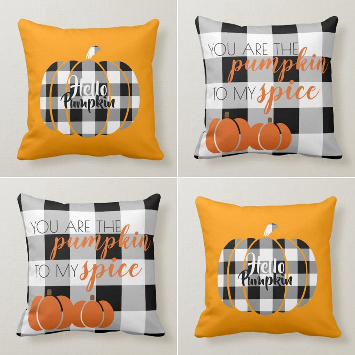 Hello Pumpkin Pillow Cover|Autumn Trend Cushion Case|Orange Pumpkin Spice Throw Pillow|Thanksgiving Fall Decor|Housewarming Autumn Pillow