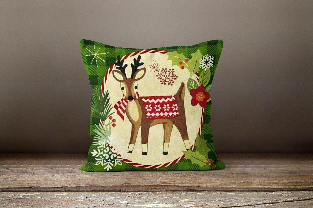 Christmas Pillow Cover|Animals Decoration|Winter Pillow Case|Forest Animal Decor|Outdoor Pillow Cover|Bear Deer Penguin Fox Pillow Cover