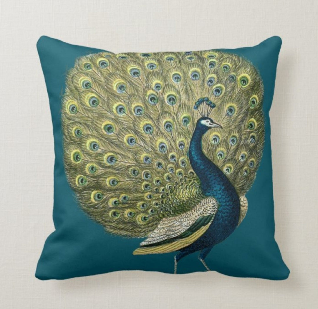 Peacock Pillow Cover|Cushion Cover|Animal Print Home Decor|Gift Ideas|Housewarming Gift|Outdoor pillow cover|Peacock Feather Throw Pillow