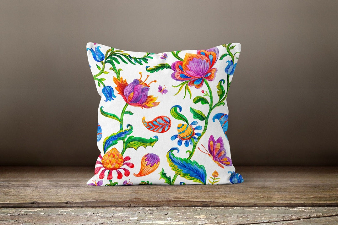 Floral Pillow Cover|Summer Cushion Case|Decorative Outdoor Throw Pillow|Bedding Home Decor|Housewarming Gift|Farmhouse Style Pillow Cover