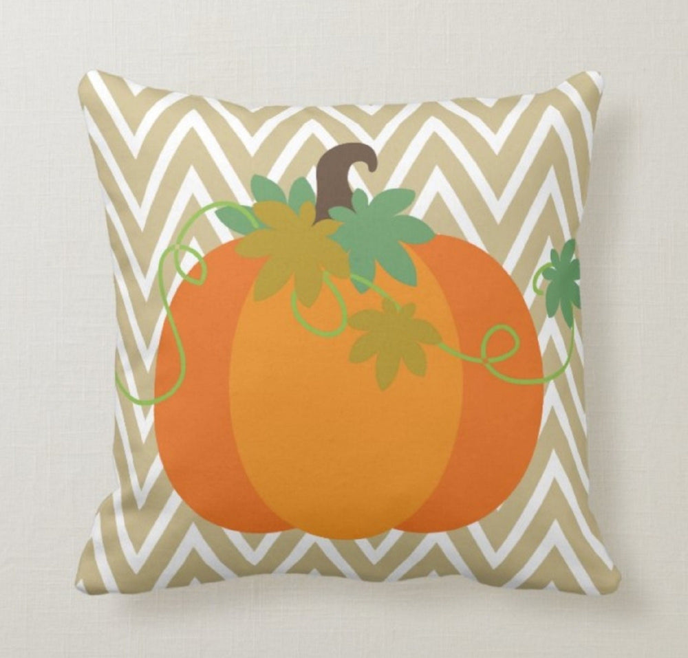 Fall Trend Pillow Cover|Autumn Cushion Case|Orange Pumpkin Throw Pillow|Thanksgiving Hello Fall Home Decor|Housewarming Autumn Pillow Case