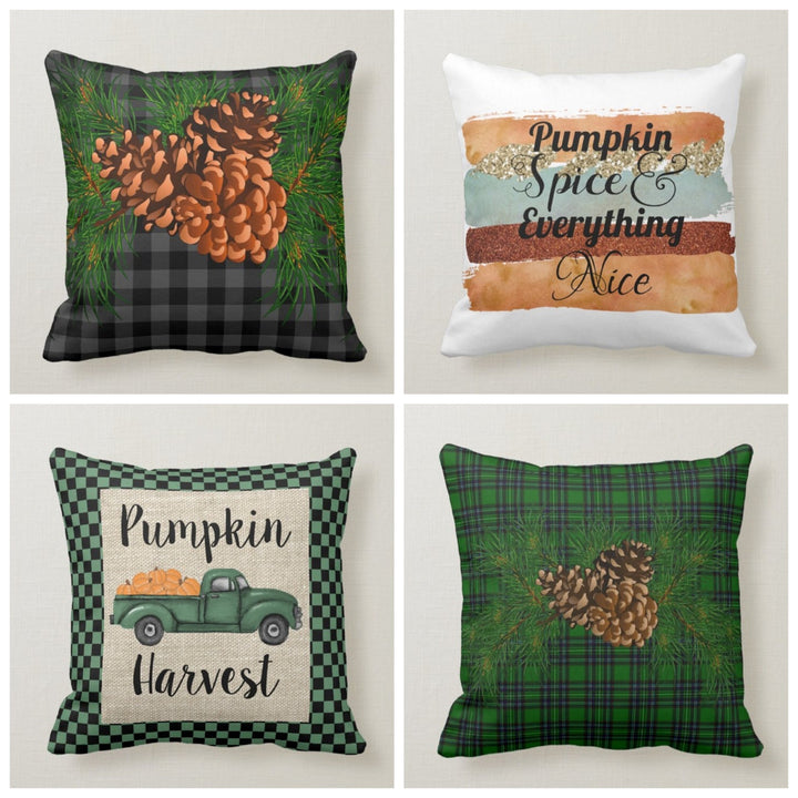 Fall Trend Pillow Cover|Autumn Cushion Case|Orange Pumpkin Throw Pillow|Pinecones Home Decor|Housewarming Farmhouse Autumn Pillow Case