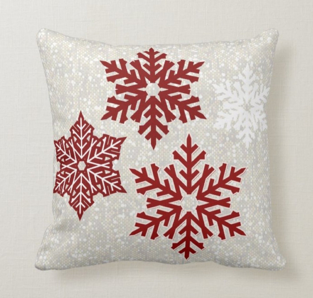 Christmas Pillow Cover|Christmas Cushion Case|Decorative Winter Pillowcase|Red Xmas Home Decor|Xmas Gift Ideas|Snowflake Pillow Cover