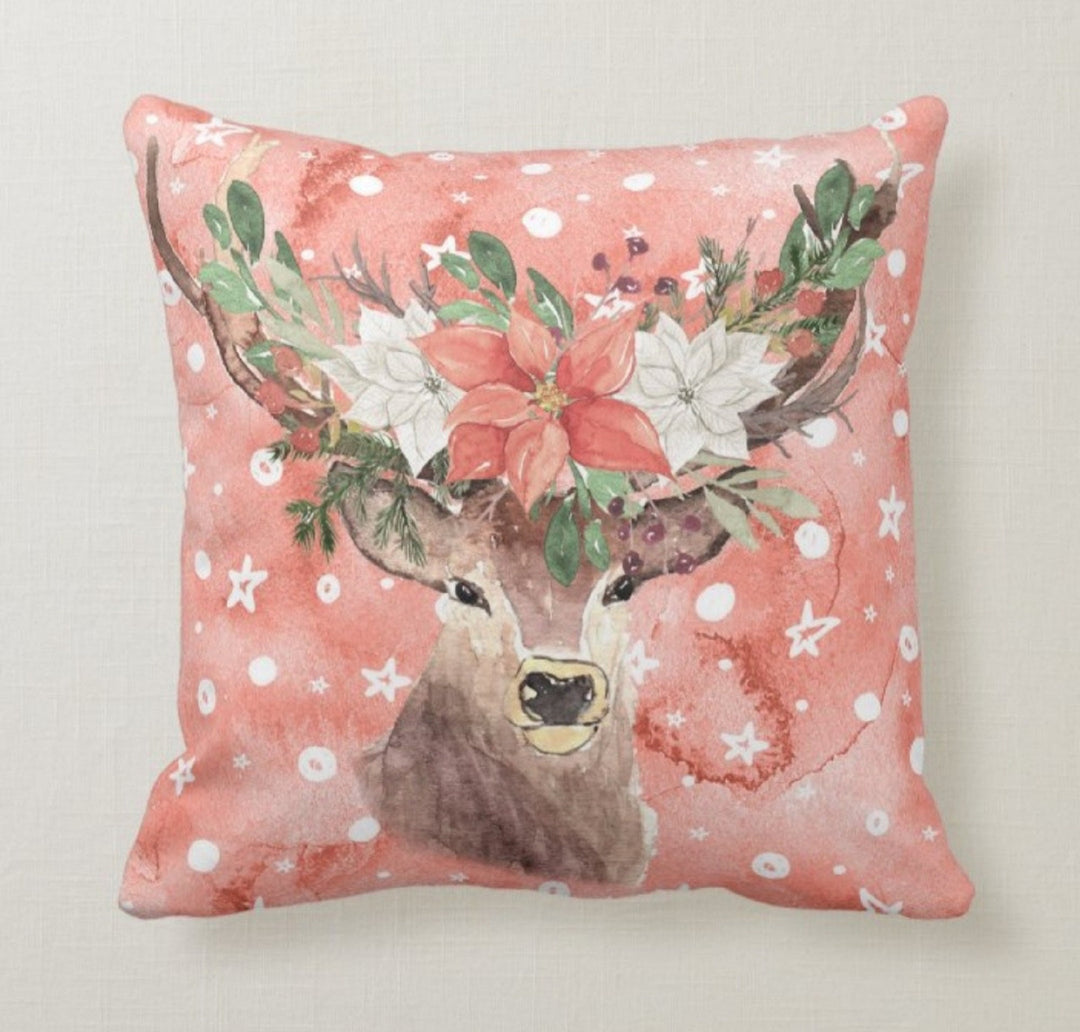 Christmas Pillow Cover|Christmas Cushion Case|Winter Decorative Pillowcase|Xmas Home Decor|Xmas Gift Ideas|Deer Pillow Cover