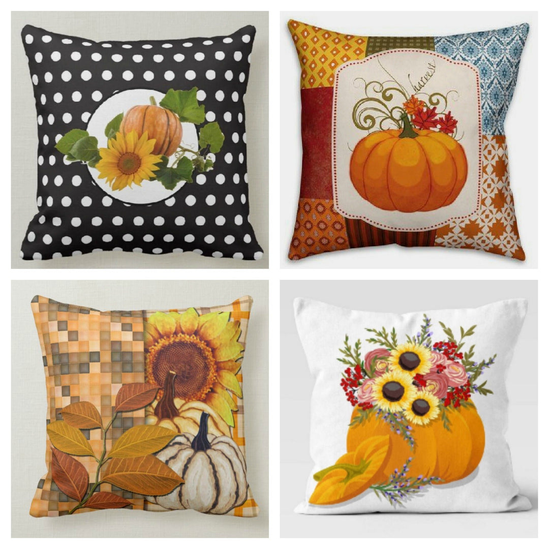 Fall Trend Pillow Cover|Autumn Cushion Case|Orange Pumpkin Throw Pillow|Thanksgiving FallHome Decor|Housewarming Sunflower Pillow Cover