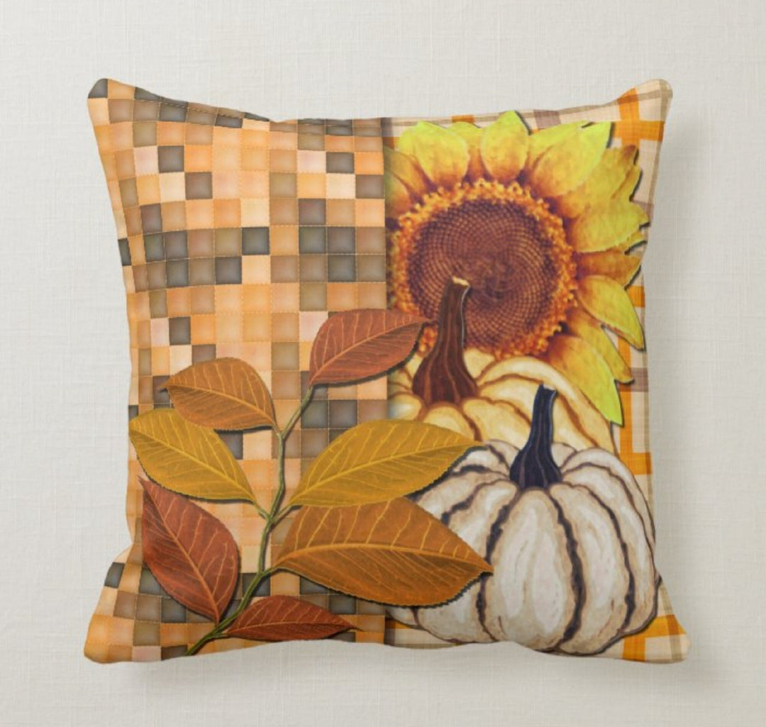 Fall Trend Pillow Cover|Autumn Cushion Case|Orange Pumpkin Throw Pillow|Thanksgiving FallHome Decor|Housewarming Sunflower Pillow Cover