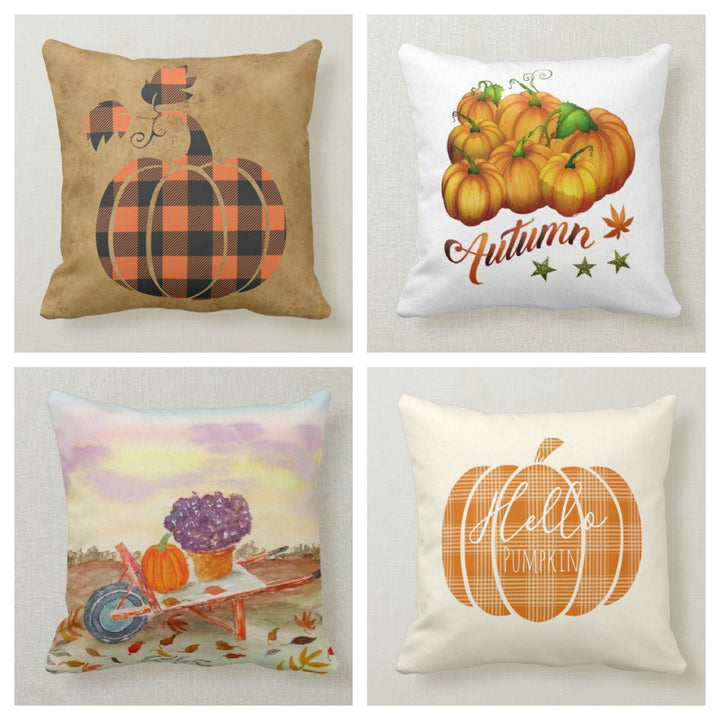 Fall Trend Pillow Cover|Autumn Cushion Case| Orange Pumpkin Throw Pillow|Halloween Home Decors|Housewarming Farmhouse Welcome Pillow Cases