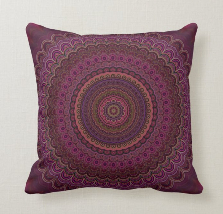 Tiled Mandala Design Pillow Cover|Rug Design Pillow Case|Decorative Pillow Cover|Rustic Home Decor|Farmhouse Decor|Geometric Pillow Case