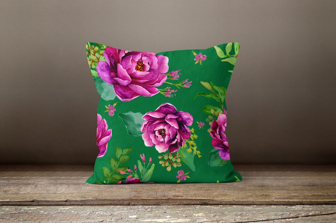 Floral Pillow Cover|Summer Cushion Case|Decorative Throw Pillow Case|Bedding Home Decor|Farmhouse Style Pillow Case|Red Pink Rose Home Decor