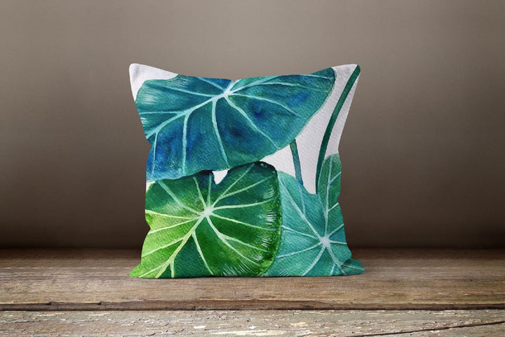 Tropical Plants Pillow Cover|Sunbrella Pillow Cover|Floral Cushion Case|Decorative Green Leaf Pillow Top|New Home Gift|Outdoor Pillow Cover