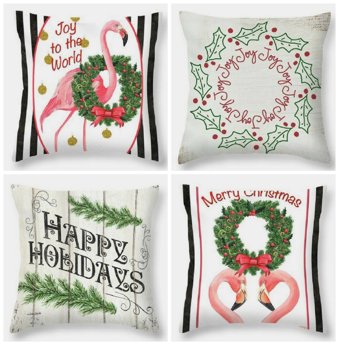 Christmas Pillow Cover|Xmas Flamingo Decor|Winter Decorative Pillow Case|Happy Holidays Throw Pillow Cover|Xmas Gift|Merry Christmas Decor