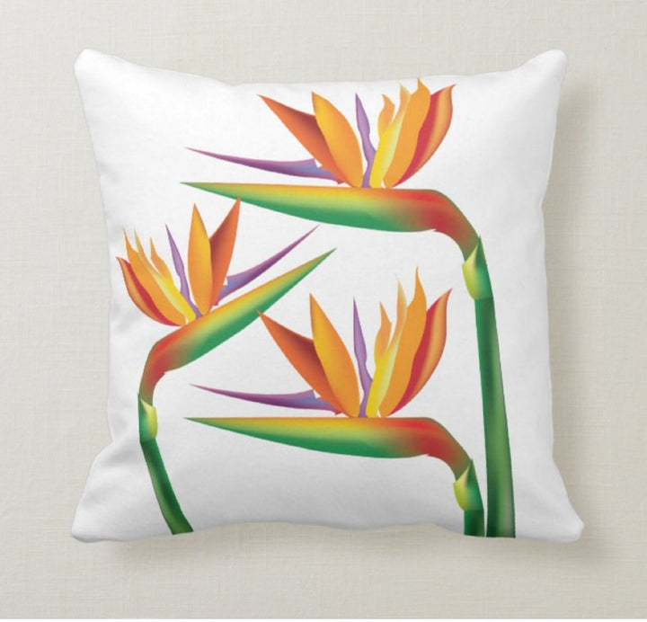 Floral Pillow Cover|Bird of Paradise Flower Cushion Case|Decorative Throw Lumbar Case|Housewarming Cushion Cover|Floral Porch Pillow Top