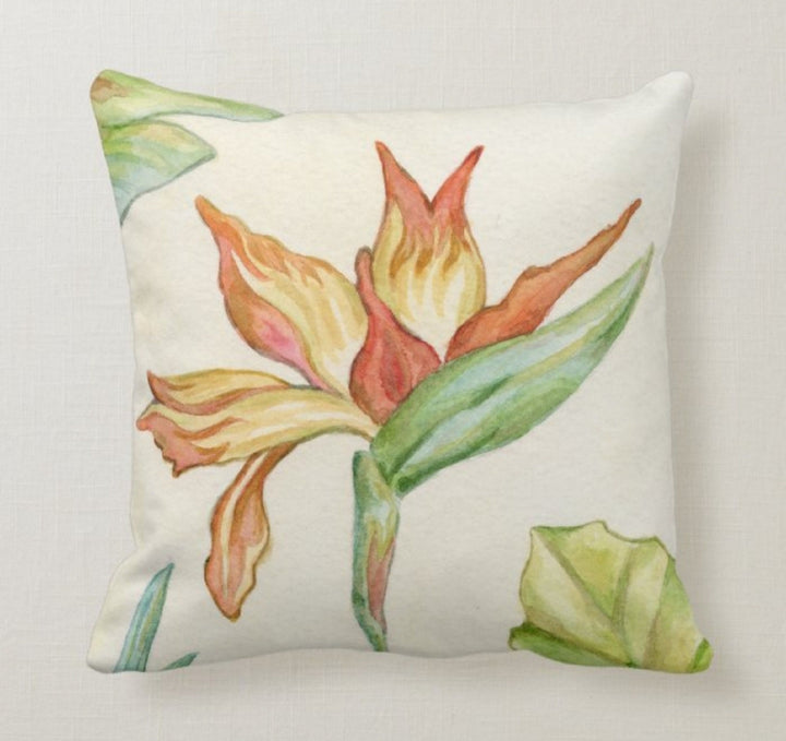 Floral Pillow Cover|Bird of Paradise Flower Cushion Case|Decorative Throw Lumbar Case|Housewarming Cushion Cover|Floral Porch Pillow Top