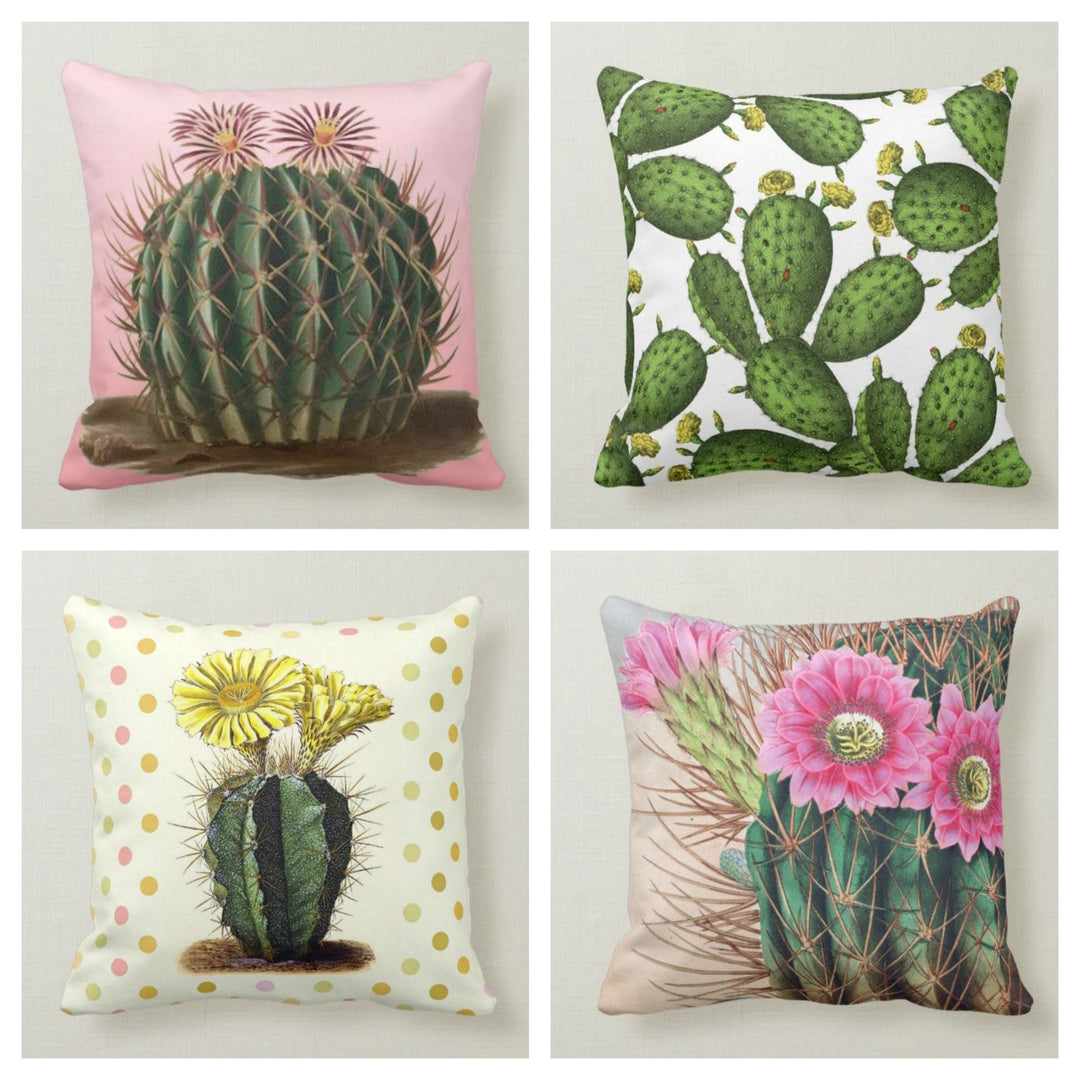 Cactus Pillow Cover|Cactus Cushion Case|Decorative Pillow Case|Boho Bedding Home Decor|Housewarming Gifts|Floral Cactus Throw Pillow Cases