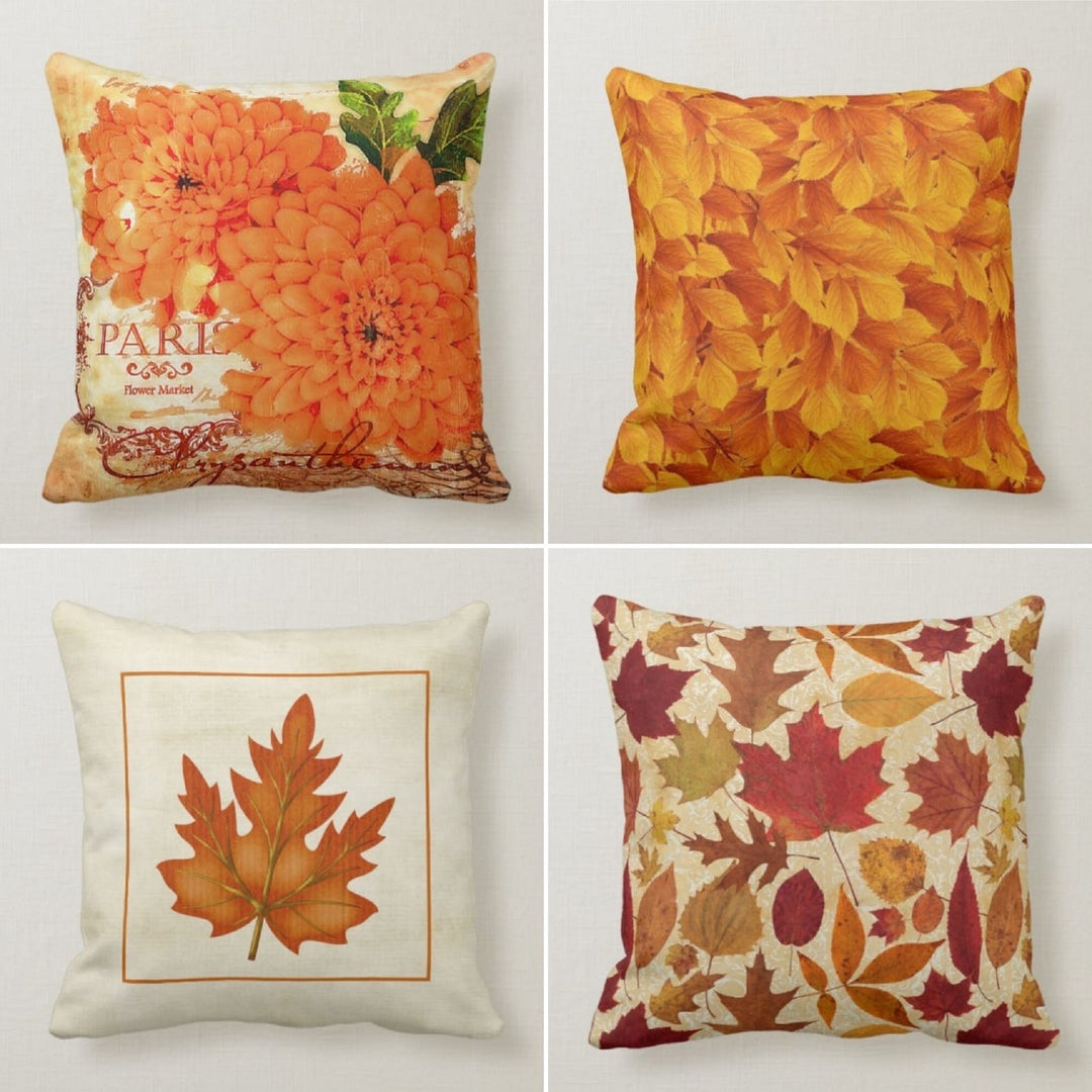 Fall Trend Pillow Cover|Autumn Cushion Case|Orange Leaves Throw Pillow|Autumn Tree Home Decor|Housewarming Farmhouse Style Fall Pillow Top