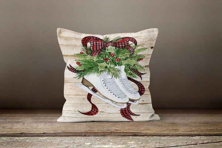 Christmas Pillow Cover|Xmas Ice Skates Decor|Winter Decorative Pillow Case|Xmas Boots Throw Pillow|Xmas Gift|Outdoor Pillow|Xmas Pillow Case