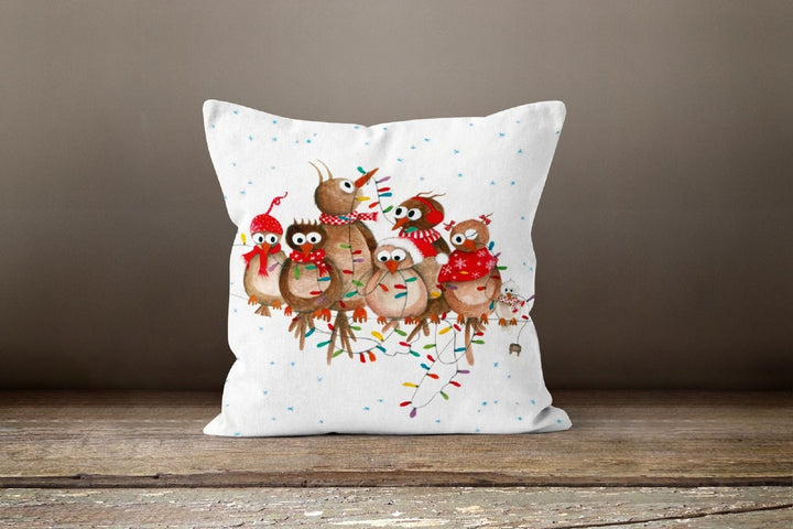 Winter Birds Pillow Cover|Xmas Gift Decor|Decorative Winter Pillow Case|Xmas Birds Throw Pillow|Xmas Gift|Outdoor Pillow|Xmas Pillow Cover