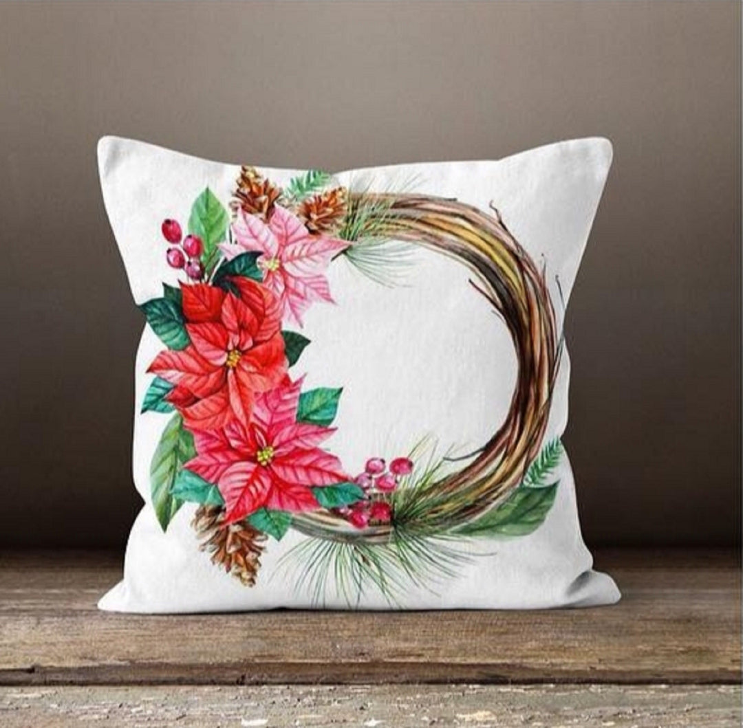 Christmas Pillow Cover|Deer Bird Xmas Decor|Winter Pillow Case|Xmas Gift İdeas|Outdoor Pillow Cover|Housewarming Gift|Christmas Flower Decor