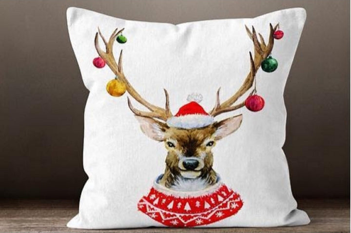 Christmas Pillow Covers|Deer Fox Xmas Decor|Winter Pillow Case|Xmas Gift Ideas|Outdoor Pillow Cover|Housewarming Gift|Christmas Flower Decor