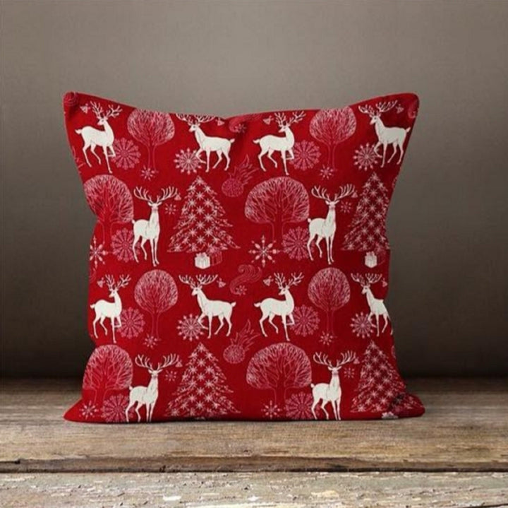 Christmas Pillow Cover|Snowflake Xmas Cushion Case|Decorative Winter Pillowcase|Red Xmas Home Decor|Xmas Gift Ideas|Snowflake Pillow Cover