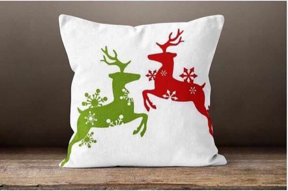 Christmas Pillow Cover|Xmas Ornaments Decor|Winter Decorative Pillow Case|Xmas Deer Throw Pillow|Outdoor Pillow Cover|Xmas Bells Pillow Case