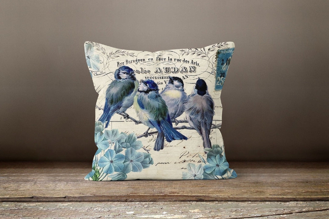 Floral Bird Pillow Case|Bird Cage Pillow Cover|Decorative Floral Cushion Case|Square Rectangle Housewarming Pillow|Farmhouse Cushion Case