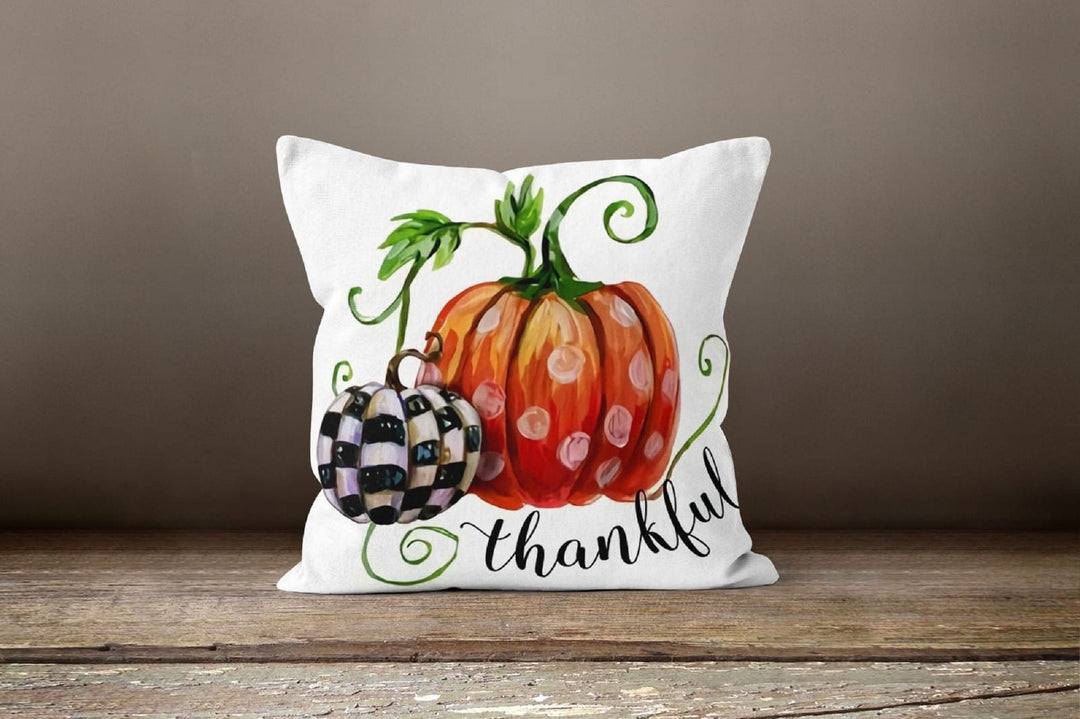 Fall Trend Pillow Cover|Autumn Cushion Case|Orange Pumpkin Throw Pillow|Halloween Home Decor|Plaid Style Outdoor Pillow Cover|Wellcome Fall