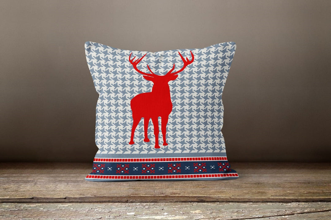 Christmas Pillow Cover|Xmas Deer Cushion Case|Plaid Pattern Pillow Case|Xmas Home Decor|Xmas Gift Ideas|Deer Home Decor|Xmas Gift Decor