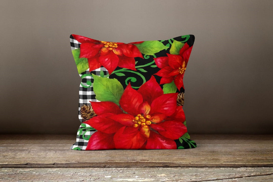 Christmas Pillow Cover|Xmas Cushion Case|Winter Decorative Pillow|Xmas Home Decor|Xmas Gift Ideas|Snowflake Throw Pillow|Poinsettia Pillow