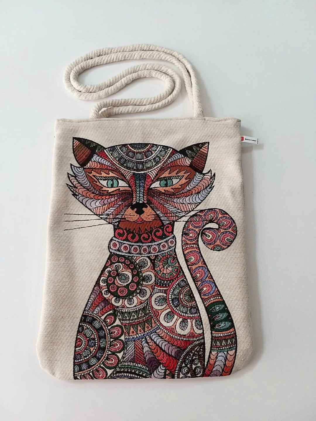 Animals Tapestry Shoulder Bags|Fabric Handmade Bag|Woven Shoulder Bag|Cat Pigeon Elephant Print Tote Bag|Gobelin Cat Love Bag|Gift Bag