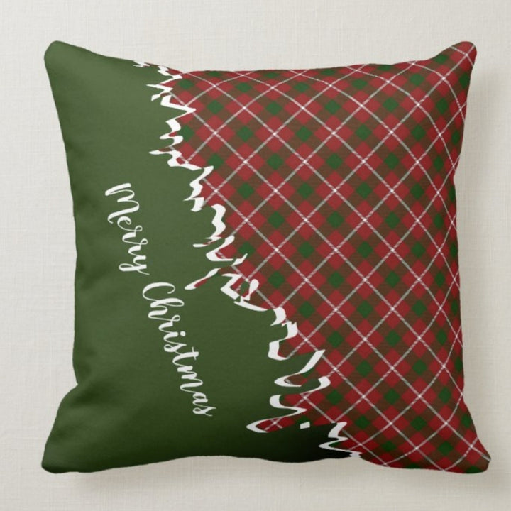 Christmas Pillow Top|Checkered Xmas Deer Cushion|Decorative Buckhorn Pillow Case|Xmas Throw Pillow|Buffalo Plaid Pillow|Christmas Flower