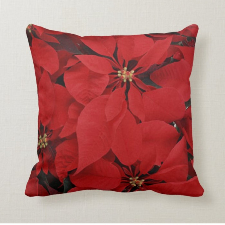 Christmas Pillow Cover|Buffalo Plaid Xmas Cushion Case|Christmas Flower Winter Pillow Case|Xmas Home Decor|Xmas Gift Ideas|Poinsettia Pillow