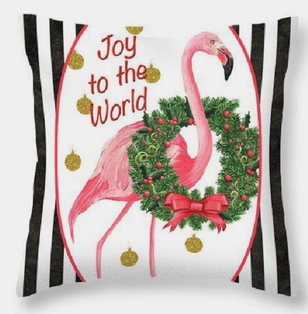 Christmas Pillow Cover|Xmas Flamingo Decor|Winter Decorative Pillow Case|Happy Holidays Throw Pillow Cover|Xmas Gift|Merry Christmas Decor