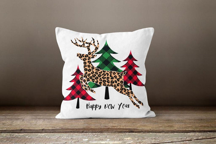 Christmas Pillow Covers|Xmas Plaid Decor|Winter Decorative Pillow Case|Xmas Tree Throw Pillow|Outdoor Pillow Cover|Xmas Deer Bell Pillow