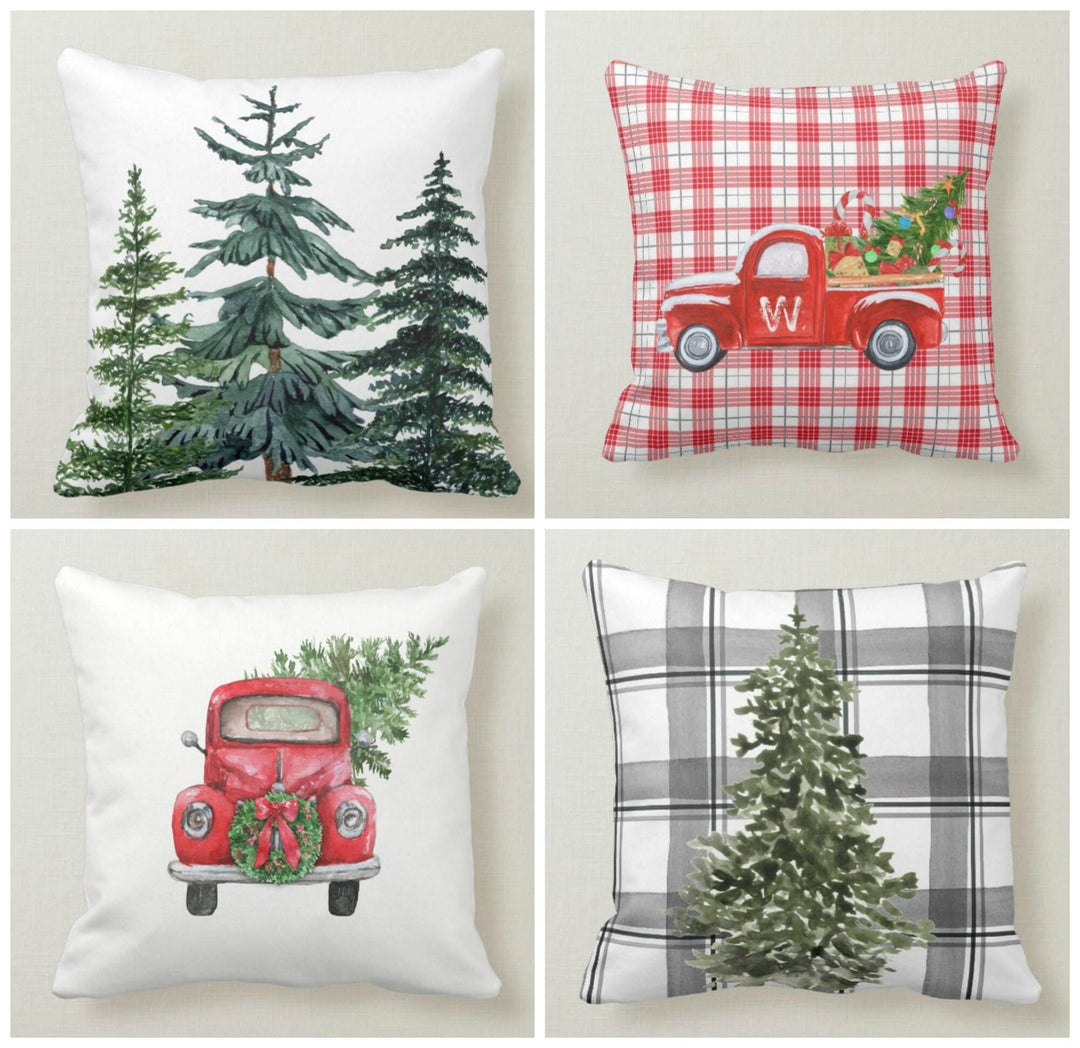 Christmas Pillow Covers|Xmas Plaid Decor|Winter Decorative Pillow Case|Xmas Tree Throw Pillow|Outdoor Pillow Cover|Christmas Home Decor