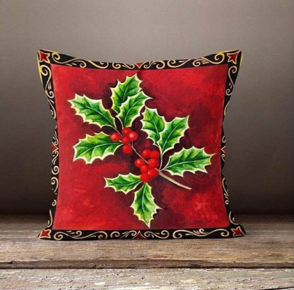 Christmas Pillow Cover|Floral Christmas Decor|Decorative Winter Pillow|Xmas Throw Pillow|Xmas Gift|Outdoor Pillow Cover|Xmas Flower Decor