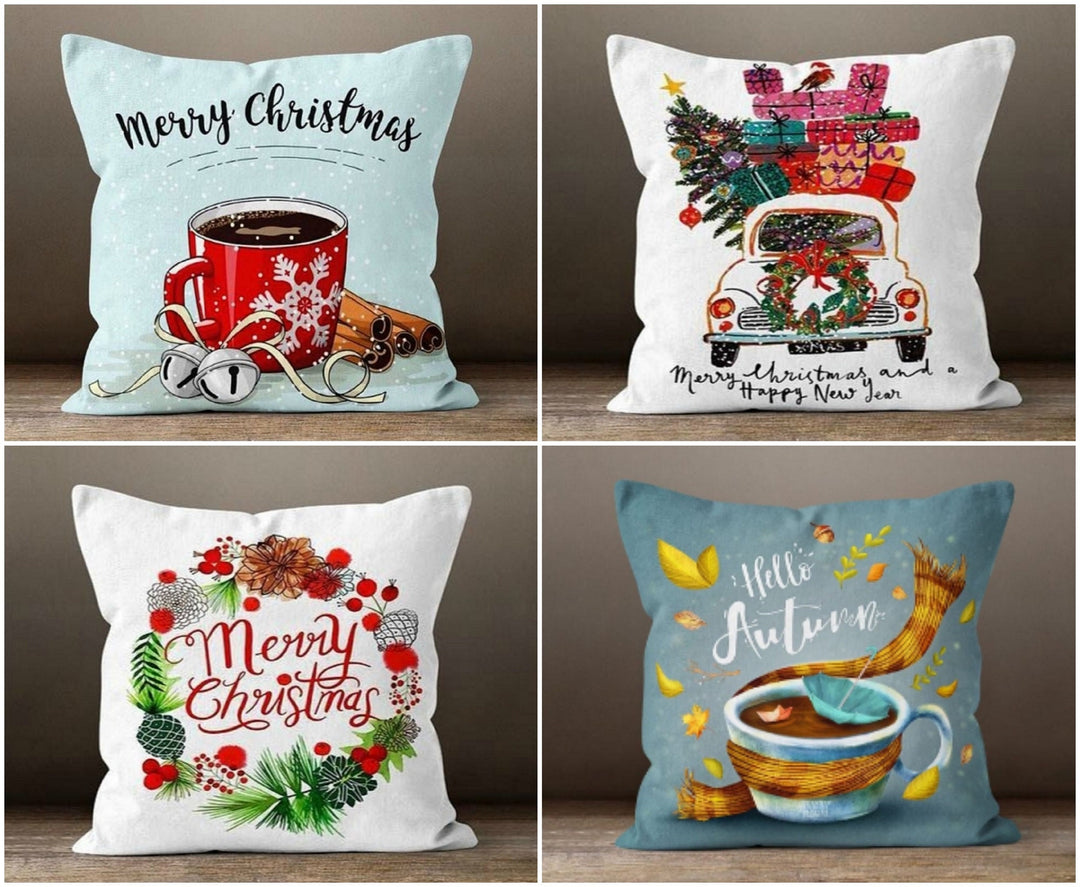 Christmas Pillow Cover|Xmas Gift Decor|Decorative Winter Pillow Case|Xmas Coffee Cup Throw Pillow|Christmas Gift Ideas|Xmas Pillow Cover