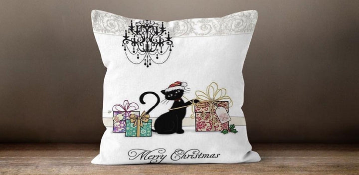 Christmas Pillow Cover|Xmas Deer Cushion Case|Black White Pillow Case|Xmas Home Decor|Xmas Gift Ideas|Deer Design Cover|Cats Xmas Gift Decor