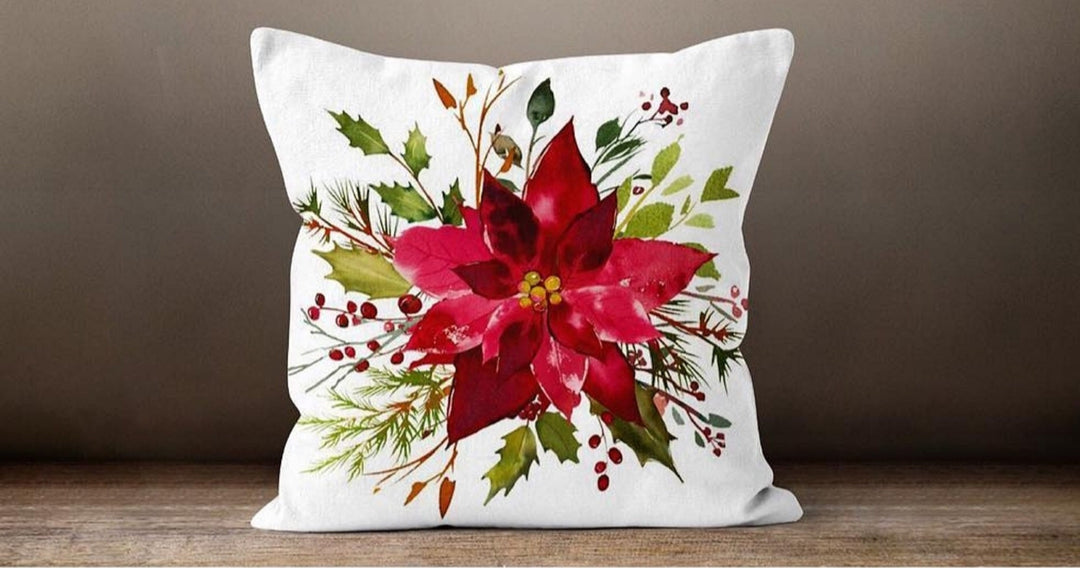 Christmas Pillow Cover|Deer Bird Xmas Decor|Winter Pillow Case|Xmas Gift İdeas|Outdoor Pillow Cover|Housewarming Gift|Christmas Flower Decor