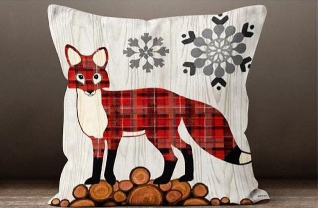 Christmas Pillow Covers|Deer Fox Xmas Decor|Winter Pillow Case|Xmas Gift Ideas|Outdoor Pillow Cover|Housewarming Gift|Christmas Flower Decor