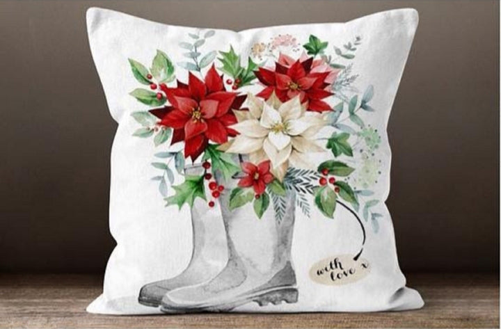 Christmas Pillow Covers|Deer Fox Xmas Decor|Winter Pillow Case|Xmas Gift Ideas|Outdoor Pillow Cover|Housewarming Gift|Christmas Flower Decor